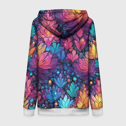 Женская толстовка на молнии Растительный абстрактный узор / 3D-Белый – фото 2