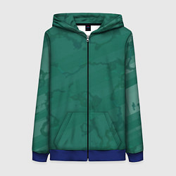 Толстовка на молнии женская Серо-зеленые разводы, цвет: 3D-синий