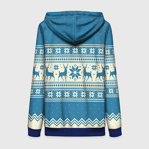 Женская толстовка на молнии Sweater with deer on a blue background / 3D-Синий – фото 2