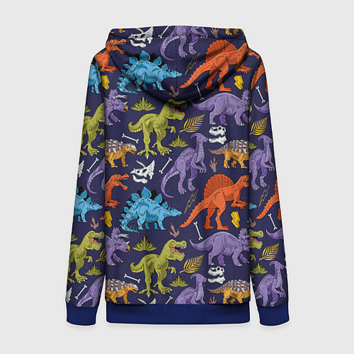 Женская толстовка на молнии Мультяшные динозавры / 3D-Синий – фото 2