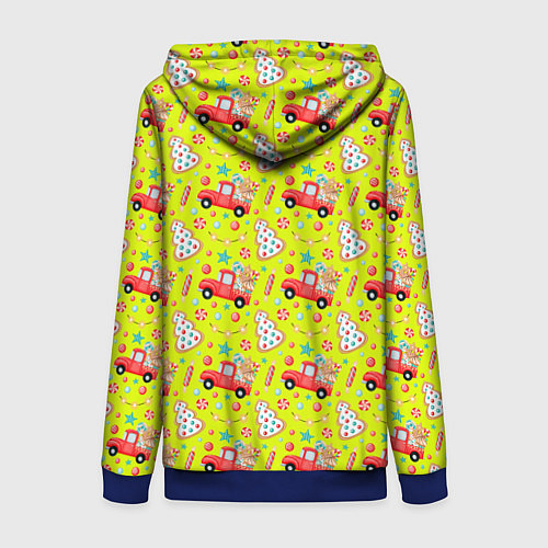 Женская толстовка на молнии Красная машина с подарками / 3D-Синий – фото 2