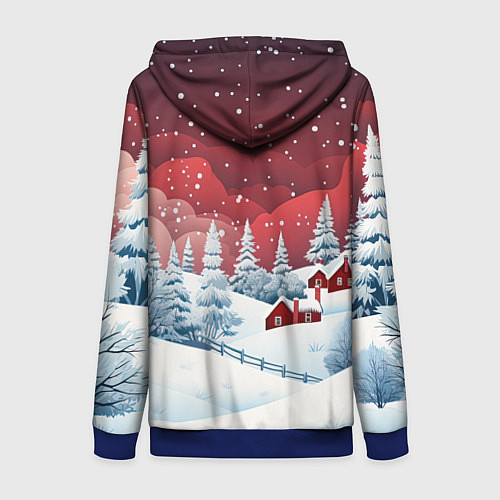 Женская толстовка на молнии Искрящийся новогодний воздух / 3D-Синий – фото 2