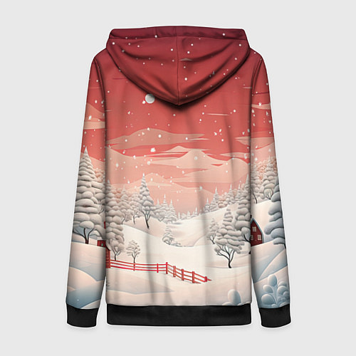 Женская толстовка на молнии Завораживающий зимний пейзаж / 3D-Черный – фото 2