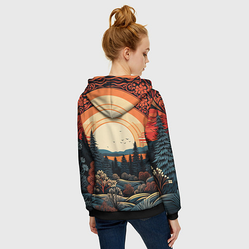 Женская толстовка на молнии Мерцание праздника новогодний орнамент / 3D-Черный – фото 4