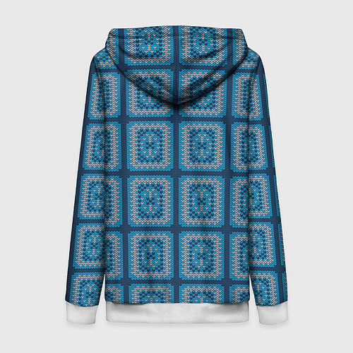 Женская толстовка на молнии Вязаный синий узор / 3D-Белый – фото 2