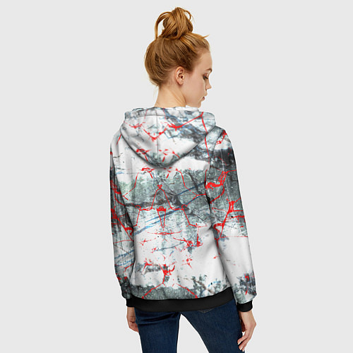 Женская толстовка на молнии Узоры на мраморе / 3D-Черный – фото 4