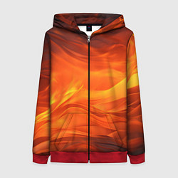 Толстовка на молнии женская Яркий огонь, цвет: 3D-красный