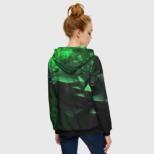 Женская толстовка на молнии Видение зеленого в абстракции / 3D-Черный – фото 4