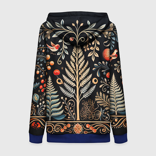 Женская толстовка на молнии Зимняя вязь / 3D-Синий – фото 2