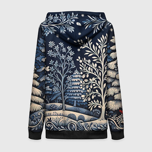 Женская толстовка на молнии Ледяные узоры нового года / 3D-Черный – фото 2