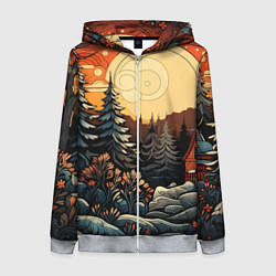 Толстовка на молнии женская Волшебная роспись, цвет: 3D-меланж