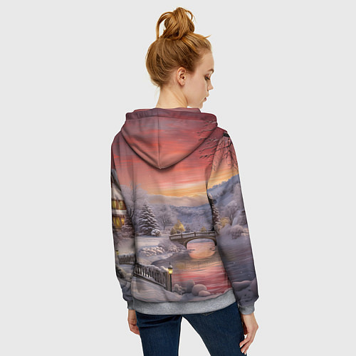 Женская толстовка на молнии Морозная сказка праздника / 3D-Меланж – фото 4