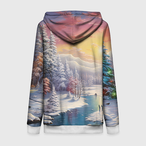 Женская толстовка на молнии Сказочное сияние нового года / 3D-Белый – фото 2