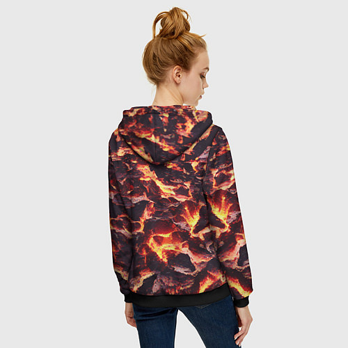 Женская толстовка на молнии Бурлящая лава / 3D-Черный – фото 4