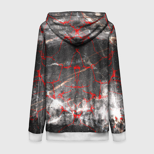 Женская толстовка на молнии Красные узоры / 3D-Белый – фото 2