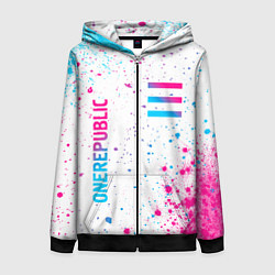 Толстовка на молнии женская OneRepublic neon gradient style вертикально, цвет: 3D-черный