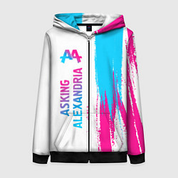 Толстовка на молнии женская Asking Alexandria neon gradient style по-вертикали, цвет: 3D-черный