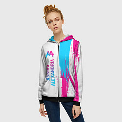 Толстовка на молнии женская Asking Alexandria neon gradient style по-вертикали, цвет: 3D-черный — фото 2