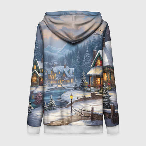 Женская толстовка на молнии Оазис тепла и уюта в холодном зимнем мире / 3D-Белый – фото 2