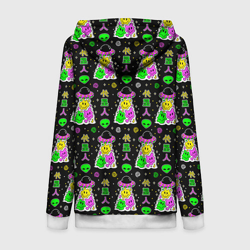 Женская толстовка на молнии Цветные инопланетные существа / 3D-Белый – фото 2