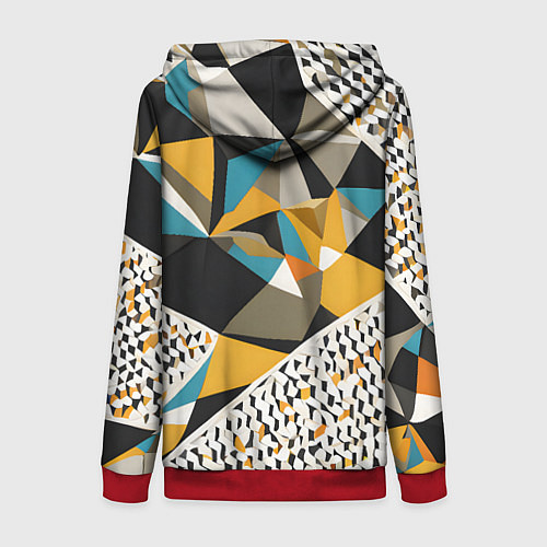 Женская толстовка на молнии Красные жёлтые и чёрные треугольники / 3D-Красный – фото 2