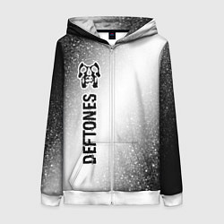 Толстовка на молнии женская Deftones glitch на светлом фоне по-вертикали, цвет: 3D-белый
