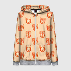 Толстовка на молнии женская Drawn Tiger, цвет: 3D-меланж