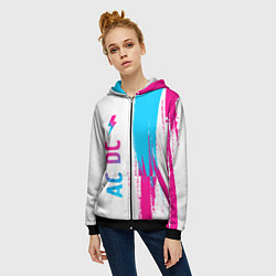 Толстовка на молнии женская AC DC neon gradient style по-вертикали, цвет: 3D-черный — фото 2