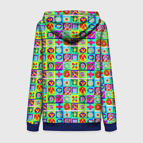 Женская толстовка на молнии Сердца и квадраты абстракция / 3D-Синий – фото 2