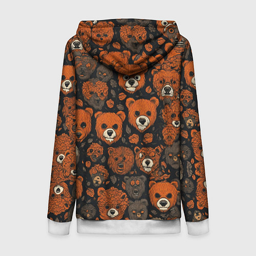Женская толстовка на молнии Мишки сердитые / 3D-Белый – фото 2