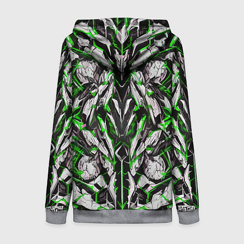 Женская толстовка на молнии Зелёная кибернетическая броня / 3D-Меланж – фото 2