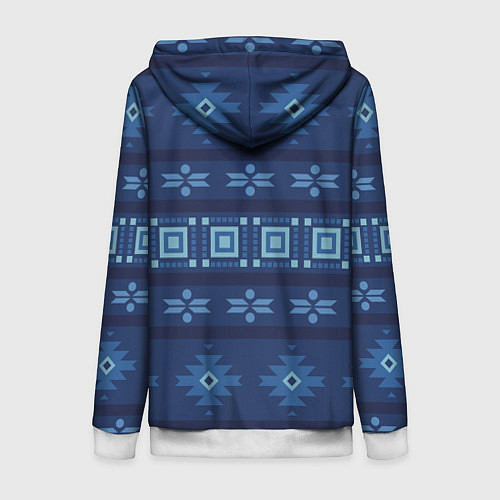 Женская толстовка на молнии Blue tribal geometric / 3D-Белый – фото 2