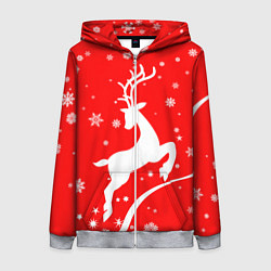 Толстовка на молнии женская Christmas deer, цвет: 3D-меланж