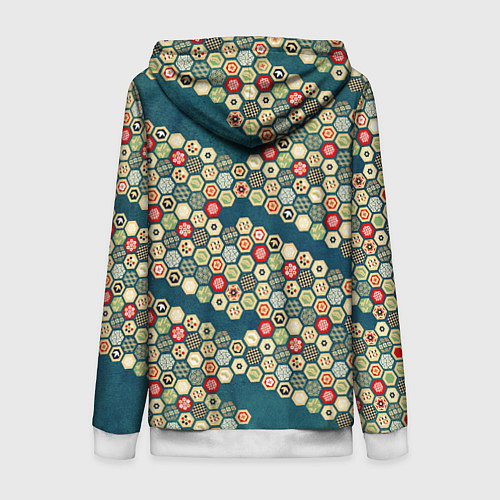 Женская толстовка на молнии Традиционный японский узор: черепаховый панцирь-со / 3D-Белый – фото 2