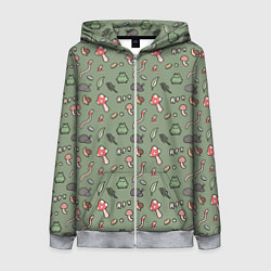 Толстовка на молнии женская Goblincore - паттерн, цвет: 3D-меланж