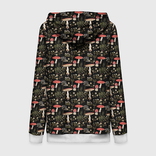 Женская толстовка на молнии Goblincore - мухоморы / 3D-Белый – фото 2