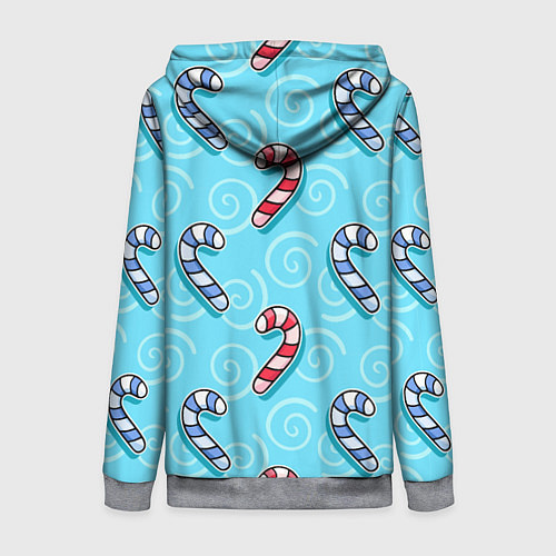 Женская толстовка на молнии Новогодний леденец трость / 3D-Меланж – фото 2