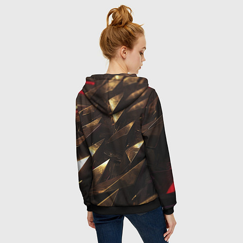 Женская толстовка на молнии Золотые камни абстракт / 3D-Черный – фото 4