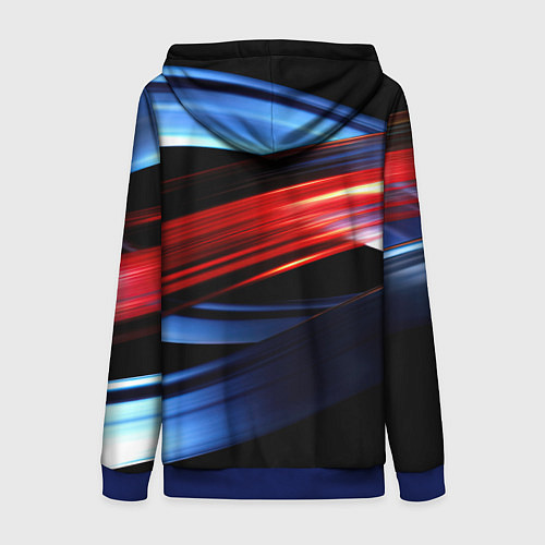 Женская толстовка на молнии Синяя и красная абстракция / 3D-Синий – фото 2