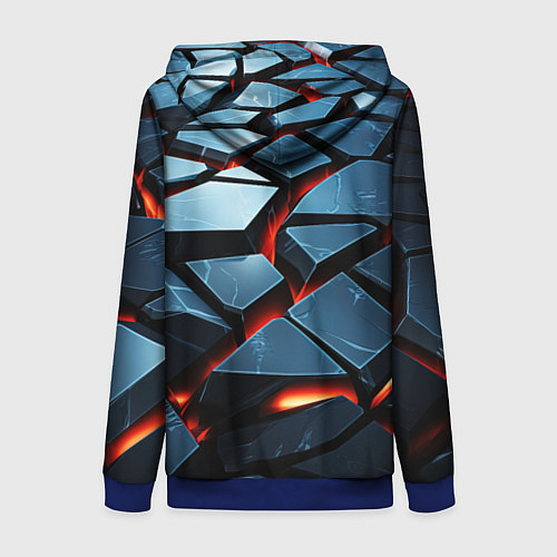 Женская толстовка на молнии Абстрактные плиты с оранжевым светом / 3D-Синий – фото 2