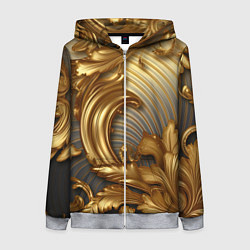 Толстовка на молнии женская Золотая текстура и абстракции, цвет: 3D-меланж