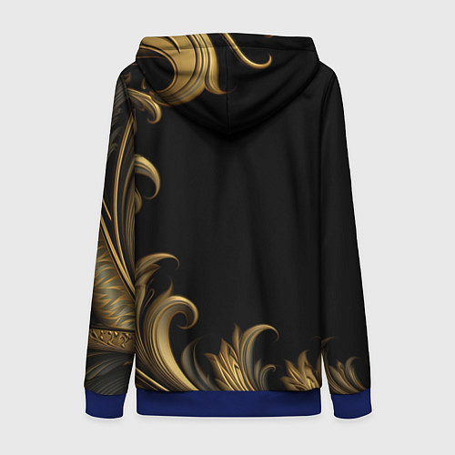 Женская толстовка на молнии Герб России и золотистый узор / 3D-Синий – фото 2