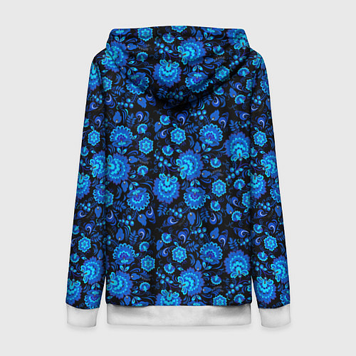 Женская толстовка на молнии Новогодняя гжельская роспись чёрный фон / 3D-Белый – фото 2