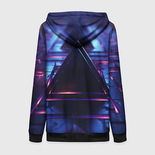 Женская толстовка на молнии Неоновый абстрактный треугольник / 3D-Черный – фото 2