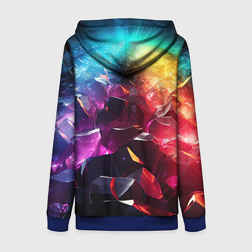 Женская толстовка на молнии Радужные блестящие камни / 3D-Синий – фото 2
