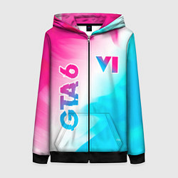 Женская толстовка на молнии GTA 6 neon gradient style вертикально