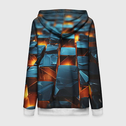Женская толстовка на молнии Темные плитки в лаве / 3D-Белый – фото 2