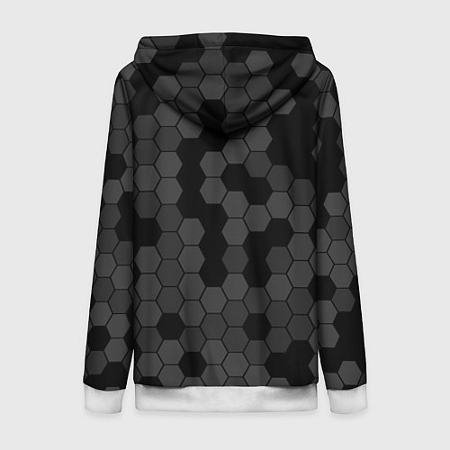 Женская толстовка на молнии Камуфляж гексагон черный / 3D-Белый – фото 2