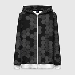 Женская толстовка на молнии Камуфляж гексагон черный