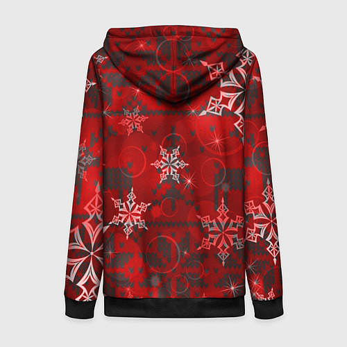 Женская толстовка на молнии Рождественские узоры снежинки / 3D-Черный – фото 2